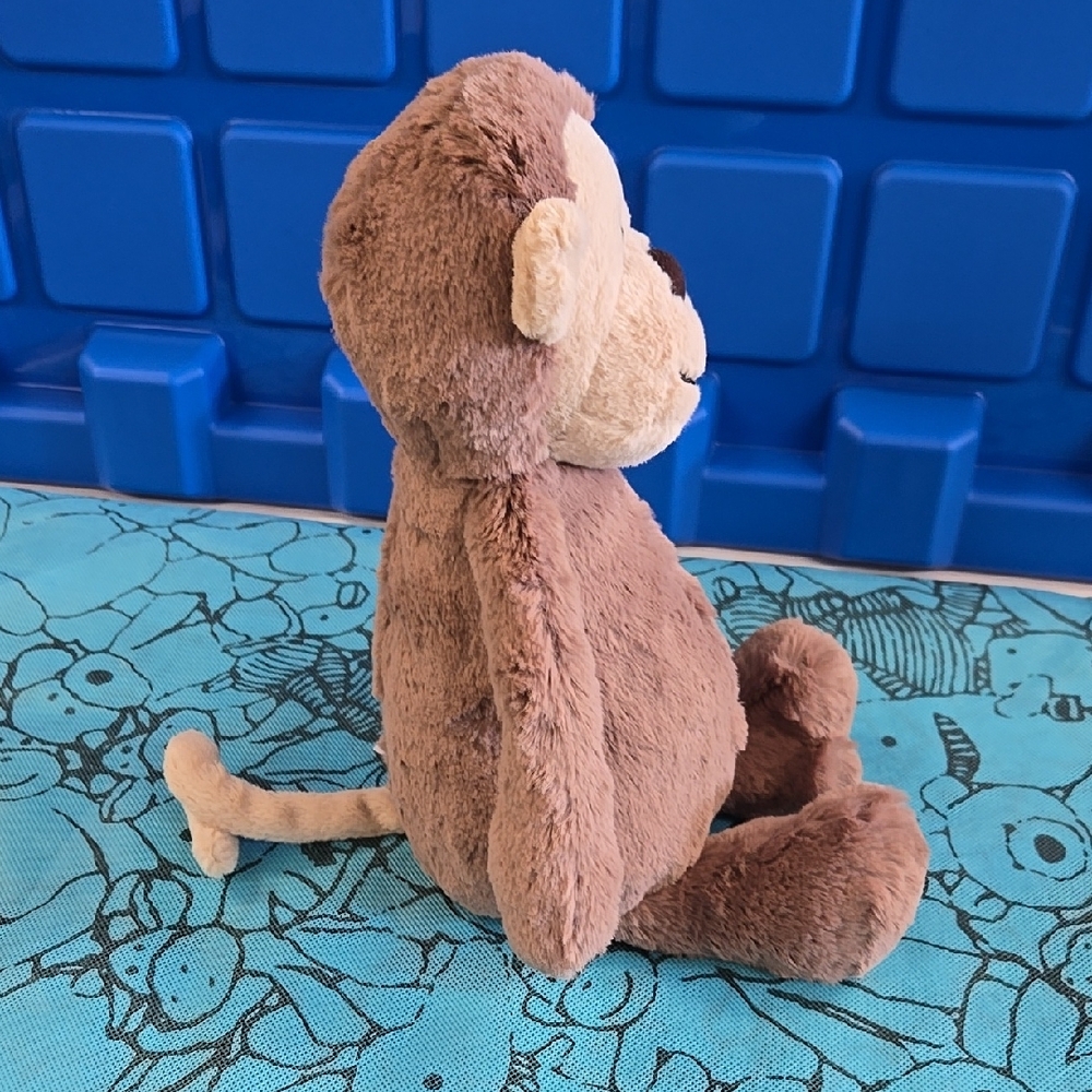 NWT Jellycat Brown and Cream Original Bashful Monkey With Blue Dust Bag - Picture 9 of 16